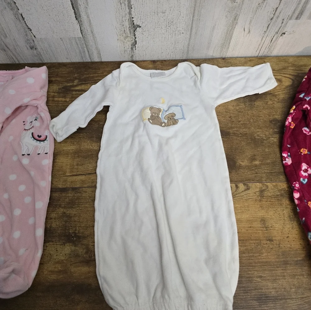 Baby Girls Size 0-3 Months Pajama Lot Of 3